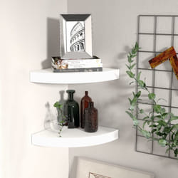 vidaXL Scaffali Angolari a Parete 2 pz Bianchi 25x25x3,8 cm in MDF