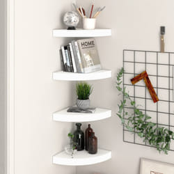 vidaXL Scaffali Angolari a Parete 4 pz Bianchi 25x25x3,8 cm in MDF