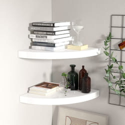Scaffali Angolari a Parete 2 pz Bianco Lucido 35x35x3,8 cm mdf