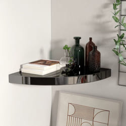 Scaffale Angolare a Parete Nero Lucido 35x35x3,8 cm in mdf