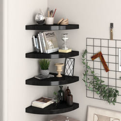 vidaXL Scaffali Angolari a Parete 4 pz Neri 35x35x3,8 cm in MDF