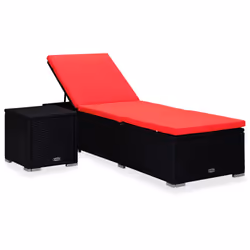 VidaXL 310226, Salone, Seduta imbottita, Poliestere, Rattan sintetico, Acciaio, Nero, Rosso, 600 mm, 1950 mm