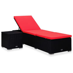 VidaXL 310226 sedia da esterno Salone Seduta imbottita Poliestere, Rattan sintetico, Acciaio Nero, Rosso