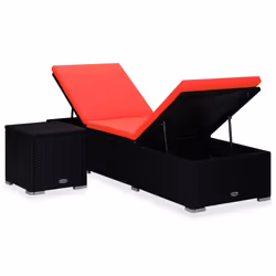VidaXL 310226 sedia da esterno Salone Seduta imbottita Poliestere, Rattan sintetico, Acciaio Nero, Rosso