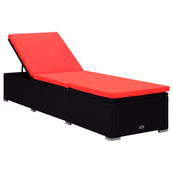 VidaXL 310226 sedia da esterno Salone Seduta imbottita Poliestere, Rattan sintetico, Acciaio Nero, Rosso