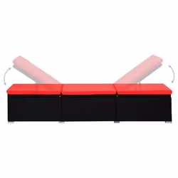 VidaXL 310226 sedia da esterno Salone Seduta imbottita Poliestere, Rattan sintetico, Acciaio Nero, Rosso - Vista aggiuntiva 6