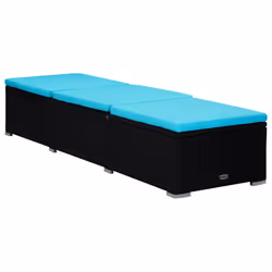 VidaXL 310227 sedia da esterno Salone Seduta imbottita Poliestere, Rattan sintetico, Acciaio Nero, Blu - Vista aggiuntiva 4