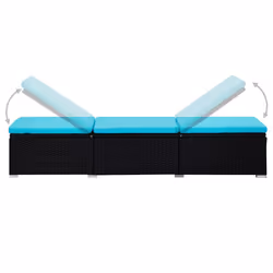 VidaXL 310227 sedia da esterno Salone Seduta imbottita Poliestere, Rattan sintetico, Acciaio Nero, Blu - Vista aggiuntiva 6