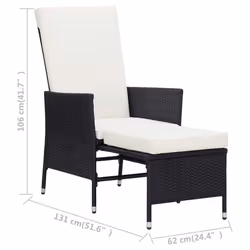 VidaXL 310228 sedia da esterno Terrazzo Seduta imbottita Poliestere, Rattan sintetico, Acciaio Crema, Bianco - Vista aggiuntiva 8