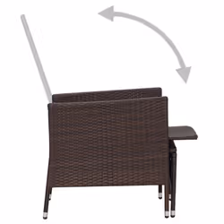VidaXL 310229 sedia da esterno Terrazzo Seduta imbottita Poliestere, Rattan sintetico, Acciaio Crema, Bianco - Vista aggiuntiva 5