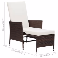 VidaXL 310229 sedia da esterno Terrazzo Seduta imbottita Poliestere, Rattan sintetico, Acciaio Crema, Bianco - Vista aggiuntiva 8