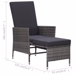 VidaXL 310230 sedia da esterno Terrazzo Seduta imbottita Poliestere, Rattan sintetico, Acciaio Antracite - Vista aggiuntiva 8