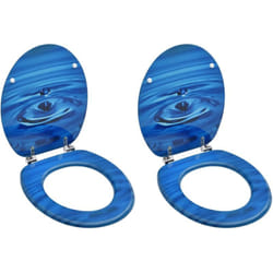 Tavolette wc con Coperc2 pz in mdf Blu Design Goccia d'Acqua Vidaxl 45166