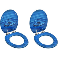 Tavolette wc Chiusura Ammortizzata 2 pz mdf Blu Goccia d'Acqua Vidaxl 77315