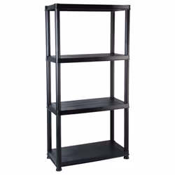 vidaXL Scaffale a 4 Ripiani Nero 61x30,5x130 cm in Plastica - Vista aggiuntiva 2