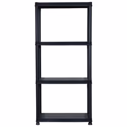 vidaXL Scaffale a 4 Ripiani Nero 61x30,5x130 cm in Plastica - Vista aggiuntiva 3