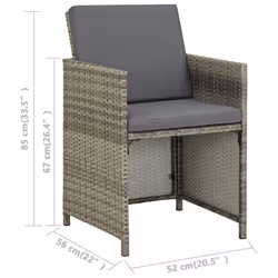 VidaXL 311907 sedia da esterno Terrazzo Seduta imbottita Rattan sintetico, Acciaio Grigio - Vista aggiuntiva 8