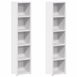Scaffali Porta CD 2 pz Bianchi 21x16x93,5 cm Legno Multistratocod mxl 106757