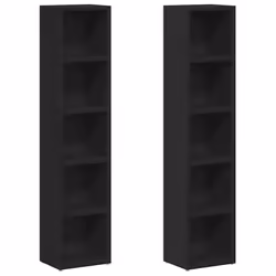 Scaffali Porta CD 2 pz Neri 21x16x93,5 cm Legno Multistratocod mxl 73097