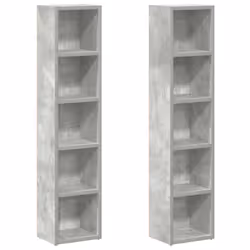 vidaXL Scaffali CD 2pz Grigio Cemento 21x16x93,5 cm Legno Multistrato - Vista aggiuntiva 2
