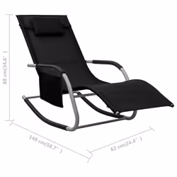 VidaXL 310505 sedia da esterno Salone Seduta imbottita Acciaio, Tessile Nero, Grigio - Vista aggiuntiva 7