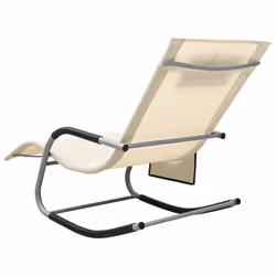 VidaXL 310506 sedia da esterno Salone Seduta imbottita Acciaio, Tessile Crema, Grigio - Vista aggiuntiva 4