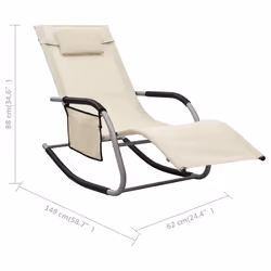 VidaXL 310506 sedia da esterno Salone Seduta imbottita Acciaio, Tessile Crema, Grigio - Vista aggiuntiva 7
