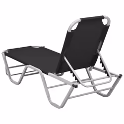 VidaXL 310525 sedia da esterno Salone Seduta imbottita Alluminio, Tessile Nero, Argento - Vista aggiuntiva 4