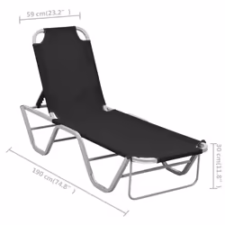 VidaXL 310525 sedia da esterno Salone Seduta imbottita Alluminio, Tessile Nero, Argento - Vista aggiuntiva 8