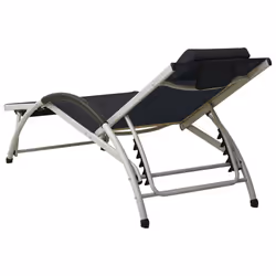 VidaXL 310529 sedia da esterno Salone Seduta imbottita Alluminio, Tessile Nero, Argento - Vista aggiuntiva 4