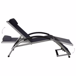 VidaXL 310529 sedia da esterno Salone Seduta imbottita Alluminio, Tessile Nero, Argento - Vista aggiuntiva 5