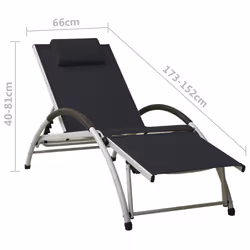 VidaXL 310529 sedia da esterno Salone Seduta imbottita Alluminio, Tessile Nero, Argento - Vista aggiuntiva 8