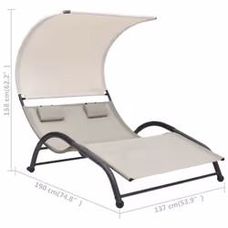 VidaXL 310544 sedia da esterno Salone Seduta imbottita Acciaio, Tessile Crema - Vista aggiuntiva 7