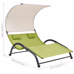 VidaXL 310546 sedia da esterno Salone Seduta imbottita Acciaio, Tessile Verde - Vista aggiuntiva 7
