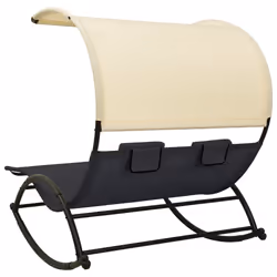 VidaXL 310547 sedia da esterno Salone Seduta imbottita Acciaio, Tessile Nero, Crema - Vista aggiuntiva 4