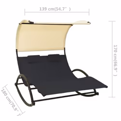 VidaXL 310547 sedia da esterno Salone Seduta imbottita Acciaio, Tessile Nero, Crema - Vista aggiuntiva 7