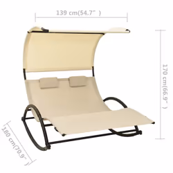 VidaXL 310548 sedia da esterno Salone Seduta imbottita Acciaio, Tessile Crema - Vista aggiuntiva 7