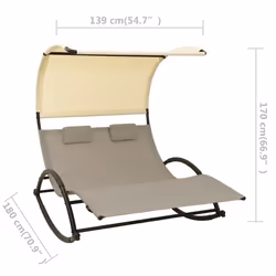 VidaXL 310549 sedia da esterno Salone Seduta imbottita Acciaio, Tessile Crema, Grigio talpa - Vista aggiuntiva 7