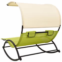 VidaXL 310550 sedia da esterno Salone Seduta imbottita Acciaio, Tessile Crema, Verde - Vista aggiuntiva 4