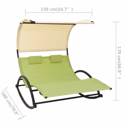 VidaXL 310550 sedia da esterno Salone Seduta imbottita Acciaio, Tessile Crema, Verde - Vista aggiuntiva 7