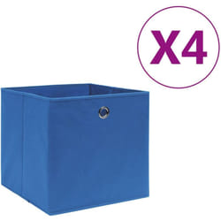 vidaXL Contenitori 4 pz in Tessuto non Tessuto 28x28x28 cm Blu