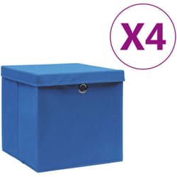 Contenitori con Coperchi 4 pz 28x28x28 cm Blu