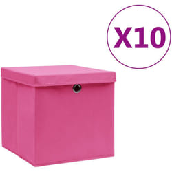 Contenitori con Coperchi 10 pz 28x28x28 cm Rosa - Vidaxl