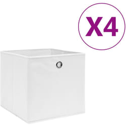 Contenitori 4 pz in Tessuto non Tessuto 28x28x28 cm Bianco Vidaxl 251560