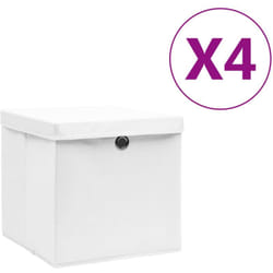 Contenitori con Coperchi 4 pz 28x28x28 cm Bianco Vidaxl 1508