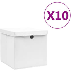 Vidaxl - Contenitori con Coperchi 10 pz 28x28x28 cm Bianco 1371