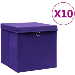 Contenitori con Coperchi 10 pz 28x28x28 cm Viola vidaXL 2519