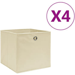 Contenitori 4 pz in Tessuto non Tessuto 28x28x28 cm Crema
