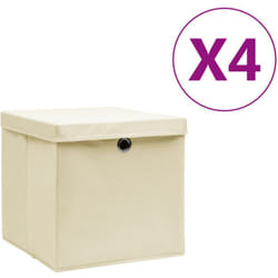 Contenitori con Coperchi 4 pz 28x28x28 cm Crema Vidaxl 863872
