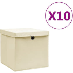 Contenitori con Coperchi 10 pz 28x28x28 cm Crema Vidaxl 362625